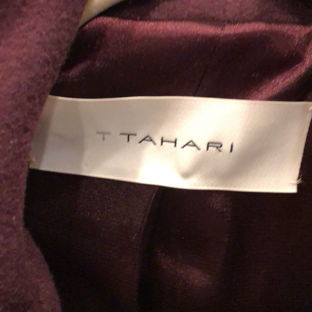 Tahari Plum Ruffle Coat - Picture 5 of 9